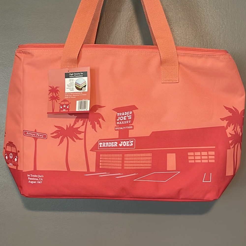 Coral Insulated Grocery Tote